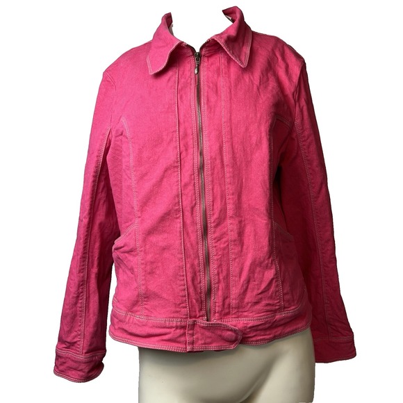 Orvis Jackets & Blazers - Orvis Women's Jacket Size 12 Hot Pink Denim Cotton Spandex Full Zip Coat